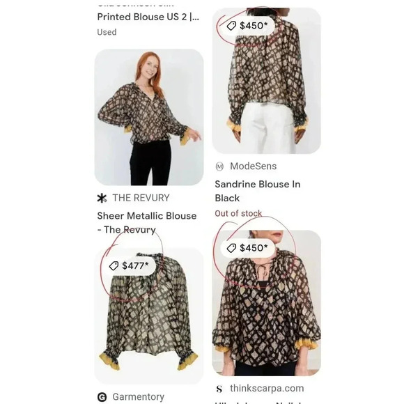 $477 Ulla Johnson Multicolor Printed Long Sleeve V Neck Nailah Blouse Top Sz Xs - Picture 2 of 16